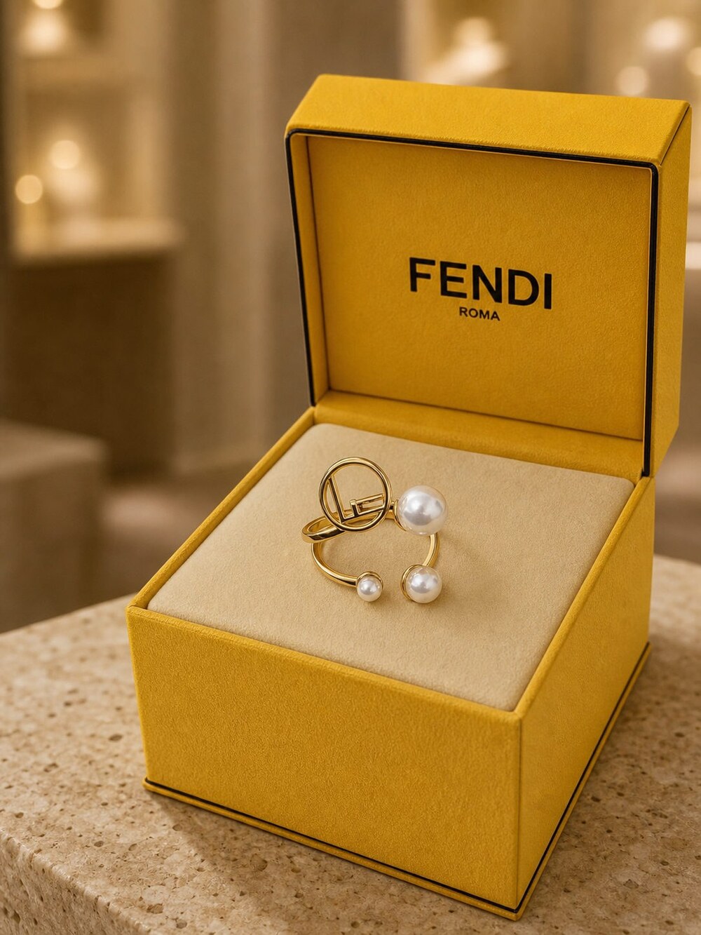 Fendi Modern Designer Ring Style 3 | New with Box - Picture 7 of 9